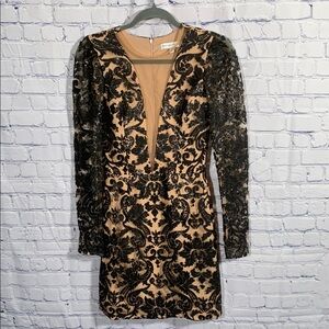 Dress the Population Black Sequin and Nude Mini Dress